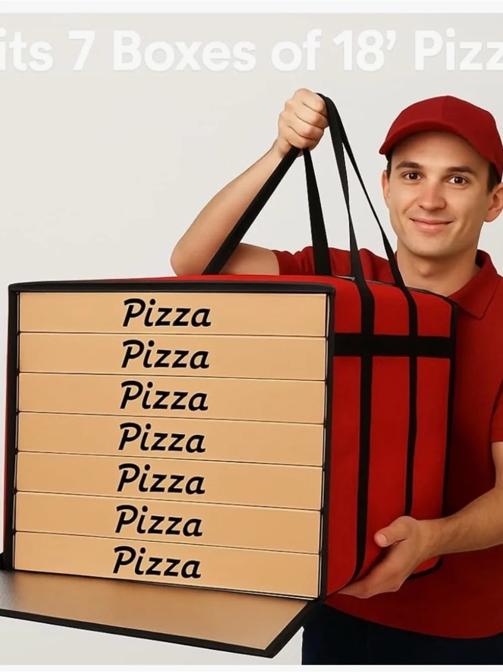 Large Red Insulated Delivery Tote Bag with Black Trim